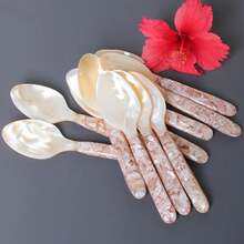 New Natural Spoon Long Handle Vietnamese Pearl Spoon Caviar Sauce Spoon Teaspoons Coffee Spoons 15cm - Yellow - View 4