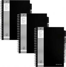 Pukka Pad, A4 Executive Project Notebook 3-Pack - 29.7 X 21cm - Wirebound Notebook With 8mm Feint Ruled Lines On 80GSM Paper - Includes 5 Repositionable Dividers With Storage Pockets - 250 Pages - Pack Of 1 - View 1