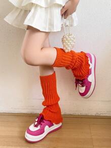 1 Pair Y2K Style Girls Leg Warmers, Warm & Breathable Ankle Leg Warmers For Children, Autumn/Winter - Multicolor - View 8