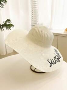 1. 个性化沙滩帽，定制沙滩派对帽，单身派对/告别单身派对帽，泳池沙滩婚礼装饰帽，定制刺绣帽，刺绣帽檐，防晒遮阳沙滩帽，百搭时尚字母遮阳帽，可定制绣上您的姓名或标志，适合作为送给朋友/女友/新娘的礼物，生日礼物，女士发饰 - 彩色 - 查看 12