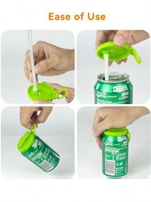 Reusable Soda Can Lids With Straw-Leakproof Silicone Covers For Cans, Airtight Seal, Prevents Spills, Fits Standard Cans|Portable Drink Accessories For Travel, Picnic, Outdoors(1PC,Color Random)