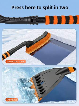 1 pieza Quitanieves para coche - Pala quitanieves/hielo desmontable para vehículo, cepillo para nieve, herramienta de invierno con hoja de TPE