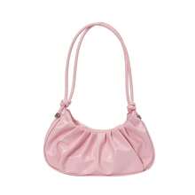 优质简约优雅复古女士单肩腋下包，大容量便携优质褶皱包，户外休闲法棍包 - 彩色 - 查看 12