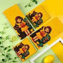 2/4 Pcs Halloween Themed Dish Towels, Super Absorbent Microfiber Modern Dish Cloths, Cooking And Baking Tea Towels, Printed Washcloths, Cleaning Towels, Hand Towels, Soft And Highly Absorbent, Great Gift For Neighbors, Moms, Friends, Birthday, Halloween, Housewarming, Kitchen Decor, Household Essentials - Multicolor - View 20