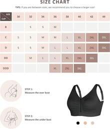 Zip Front Closure Bras For Women No Underwire Compression Post Surgery Bra With Wide Adjustable Straps - 黑色 - 查看 6