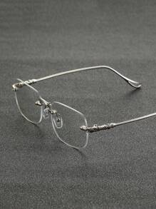 1pc Rimless Elegant Classic Retro Popular Design Modern Simple Style Men Clear Eyeglasses For Back To School Daily Life Outdoor Casual Activities Office Reading Business Fashion Accessories