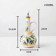 Olive Oil Bottle, Underglaze Relief Ceramic Oil & Vinegar Cruet, Kitchen Accessories Storage Dispenser Container, Seasoning Oil Bottle - Multicolor - View 11