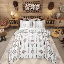 Erosebridal 2/3 Pcs Bohemian Skull Comforter Set - Cowboys Western Bull Skull Bedding Set For Men Adult Bedroom, Geometric Farmhouse Horns Bed Set, Southwestern Native Quilt Set - Soft Microfiber, Birthday & Festival Gifts - 白色灰色 - 查看 1