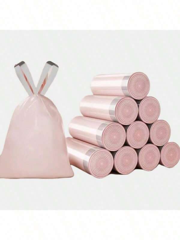 50-Count Heavy-Duty Drawstring Trash Bags - 120μ Thick Leakproof & Puncture-Resistant Kitchen Garbage Bags (Iceberry Pink)