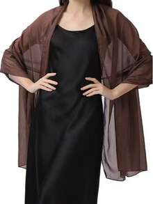 Chiffon Shawls Scarves Wraps For Bridal Wedding Party Evening Dress And Special Occasion Dresses - 126# Brown - View 4