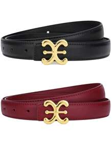 1/2 Peças Cinto de Couro com Fivela Suave para Mulheres, Cinto Decorativo Versátil e de Alta Qualidade na Cor Preta, Adequado para Calças, Denim, Vestidos no Outono, Halloween