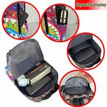 Mochila unisex con estampado de boca de tiburón de moda, mochila de gran capacidad para viajes al aire trayectos, ideal para estudiantes de secundaria y universidad, estilo de dibujos animados, excelente regalo de Navidad para amigos o niños - Negro - Ver 6