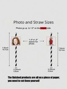 1/25Pcs Personalized Face Straws, Custom Cut-Out Photos Faces With Straws And Fixings, Fun For Birthdays And Parties, Personalized Tumbler Straw Toppers - Multicolor - View 6