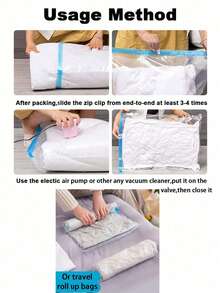 1/10 piezas Bolsas de compresión al vacío, Bolsas de almacenamiento al vacío, Bolsas con cremallera al vacío, Bolsas de equipaje de ahorro de espacio, Sacos de compresión de viaje, Organizadores de prendas plegables, Bolsas de almacenamiento de armario para ropa, ropa de cama, ropa de invierno - 75% de ahorro de espacio, a prueba de humedad, resistente a insectos