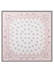 1 件奢华时尚花卉印花丝缎方形围巾头带，百搭女士发带披肩，适合旅游、度假、休闲、头巾、日常通勤小领子