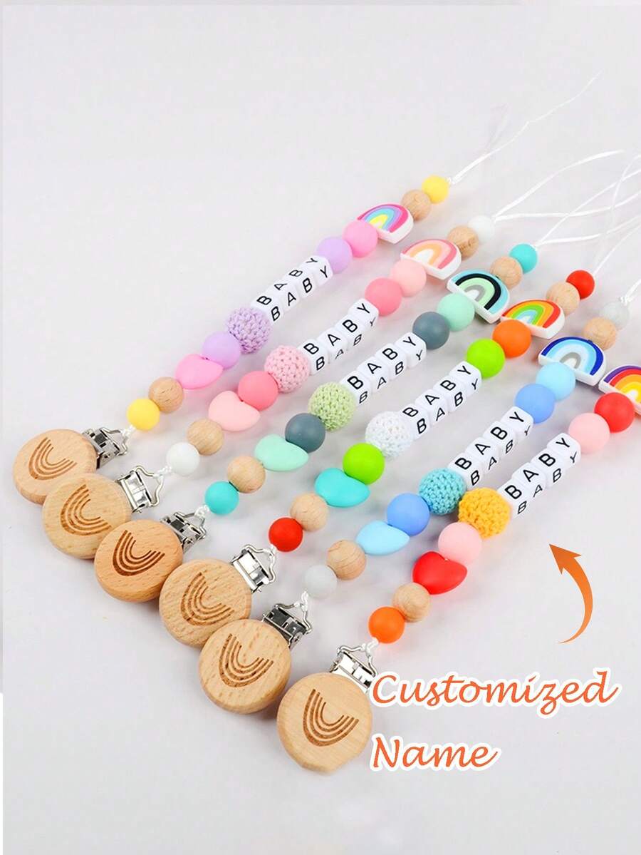 1 件个性化定制名称、字母、文字、硅胶、全新 DIY 名称山毛榉木、彩虹心形包饰、钥匙扣、吊坠、串珠花装饰、适用于背包、旅行包、行李箱、可爱配饰、小礼物、秋冬、闪光、耐用、可爱、有趣 - 多色2 - 查看 1