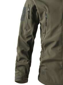 1pc Men's Military Green Thermal Lined Tactical Jacket, Multi-Pocket Windbreaker With Zipper Design, Hooded Outdoor Coat For Winter,Skiing - Army Green - View 6