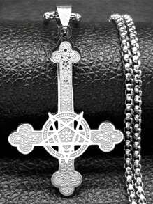 Inverted Cross Occult Pentagram Necklace Upside Down Cross Gothic Satan Necklaces  Satan