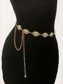 1 件女式波西米亚椭圆花卉印花连衣裙，带腰链，适合派对、聚会、日常穿着和腰部收紧秋季、秋季、万圣节 - 鏤空 - 查看 14