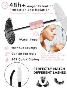 四合一睫毛胶水/定型液、卸妆液、镊子套装，防水，10毫升睫毛胶水/定型液，5毫升卸妆液，适用于睫毛胶水、簇状假睫毛，防水睫毛胶水/定型液，48-72小时强力定型，单根簇状假睫毛 - 粉色 - 查看 7