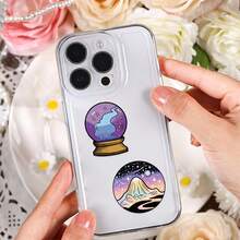 50pcs Witch Theme Transparent Stickers, Cute Cartoon Magic Stickers, Purple PET Waterproof Stickers Suitable For Envelopes, Water Bottles, Computers, Laptops, Phones, Luggage, Notebooks, Refrigerators, Etc. - Multicolor - View 3