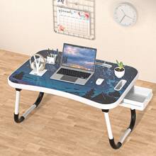 Portable Folding Table For RV Bedside, Multifunctional Tray Rack With Drawer, Can Also Be Used As A Computer Table - Suitable For RV, Bed, Sofa, Floor, Restaurant Reading And Writing - Stable And Durable, Foldable Design - Meteor - View 1
