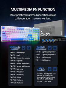 Lenovo GK10 Three-Mode Game Keyboard, 98 Keys, Plug And Play, Real Mechanical Shaft, All-Key Hot Swap, Cool RGB Lighting Effect, Large-Capacity Battery, Suitable For Daily Office Or Playing Games. - Multicolor - View 12
