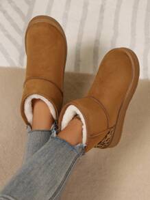 2025Women's Warm & Versatile Minimalist Snow Boots, Anti-Slip Short Shaft Boots, Autumn/Winter,Fur Boots - Brown - View 3