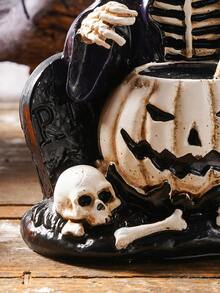 1pc Vintage Funny Skeleton Brewing Decorative Statue, Resin Crafted Decor Item Suitable For Halloween, Theme Parties, Tabletop