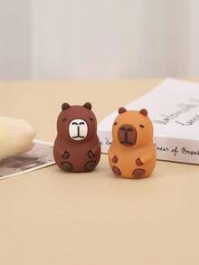 2 piezas de lindo sacapuntas de Capibara con forma de capibará de dibujos animados, sacapiezas para niños, artículos de papelería para estudiantes de primaria, regalos de vuelta a clases - Multicolor - Ver 4