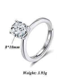 1pc Sophisticated 925 Sterling Silver Eternity Ring With Sparkling Oval-Cut Zirconia, Chic And Modern Piece Featuring A Stunning Oval-Cut Zirconia In High-Quality 925 Sterling Silver, Its Sleek Design And Brilliant Sparkle Make It A Versatile Accessory For Casual Or Formal Events, Adding Elegance To Every Outfit - Multicolor - View 15