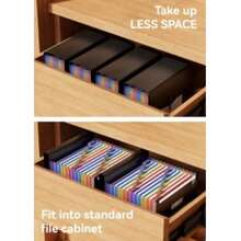 ABC Life 扩展文件夹折叠式文件整理器 12 个口袋、便携式 A4 桌面文件填充盒、塑料彩虹扩展袋、带彩色标签的折叠式账单收据纸质整理器 - 彩色 - 查看 6