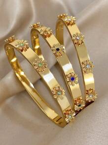 精致的不锈钢手链，饰有人造锆石花，18k 镀金，适合日常佩戴或作为礼物。 - 可愛鑲鑽小花 - 查看 17