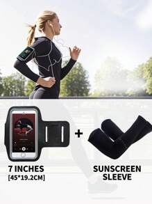 Brassard de téléphone portable pour course, brassard résistant à l'eau pour téléphones jusqu'à 7 pouces - porte-téléphone de gym anti-transpiration avec sangle réglable et poche à clé, sensible à l'écran tactile pour 14/13/12 Mini/11 Pro/XS/XR et Galaxy S25-S8 (compatible fitness/sports/cyclisme)