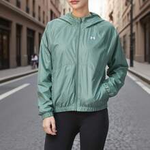 Under Armour 女款外套/外套 UA Rival Sport Windbreak Jkt日常簡約舒適戶外運動服 1382698-348 - 石灰綠 - 查看 4