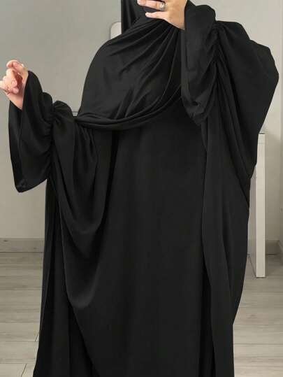 1 pieza Abaya de manga de murciélago, ropa islámica musulmana para mujeres, adecuada para uso diario, todas las estaciones