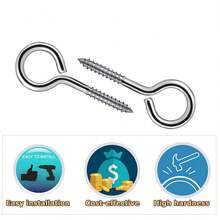 20 Piezas/50 Piezas/100 Piezas Ganchos de ojo de tornillo de acero inoxidable, anillos de estilo de moda para colgar en la pared, clavos de ojo roscados, cabezas redondas parcialmente roscadas, tornillos de anillo de elevación, tornillos de ojo, clavos - Fácil de instalar, adecuado para uso en interiores/exteriores, adecuado para joyas DIY, fotos, accesorios, accesorios colgantes de manualidades DIY, colgantes de arcilla y resina. - Multicolor - Ver 8