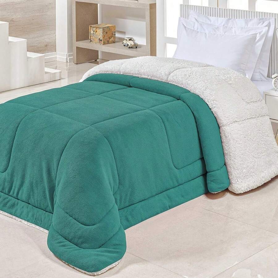 DOUBLE SIDED WARM SINGLE SHERPA BLANKET SPECIAL LARGE SIZE - 淺藍色 - 查看 1