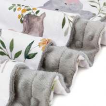 婴儿毯，适合男孩女孩，超柔软双层 Minky 带圆点背衬，可爱灰色大象动物图案毯，适合新生儿，30 X 40 英寸（76x101 厘米）