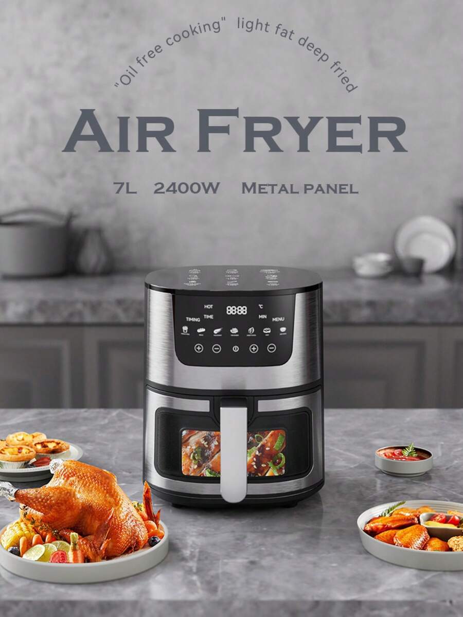 RAF Nồi chiên không dầu dung tích lớn, chương trình nấu ăn thông minh đa năng 8 trong 1, nồi chiên không dầu nâng cấp có cửa sổ bên trong và kệ thép không gỉ, nồi chiên không dầu điều khiển cảm ứng dùng cho gia đình hàng ngày và tiệc tùng - Xem 1