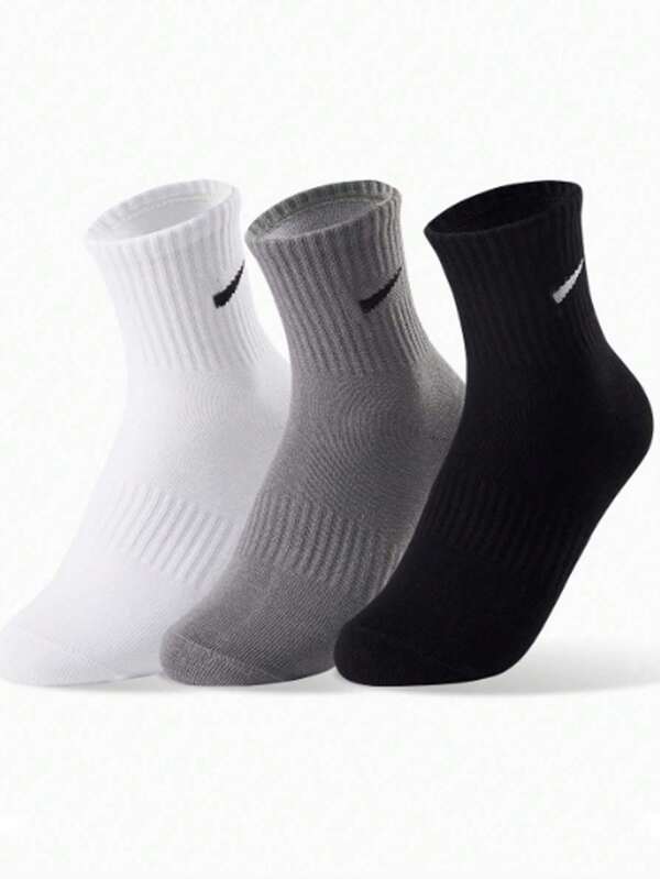 2/3/6 Pairs Unisex Mid-Calf Socks, New Spring Design, Simple Style, Breathable & Moisture-Wicking, Casual, Sports, Suitable For Indoor & Outdoor Daily Wear