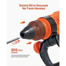 Corded Hammer Drill, 1600W 175-350RPM Electric Demolition Drills, 2-Inch SDS-Max Rotary Hammer Driver, 3 Functions Chipping Power Tool Kit For Concrete, Drilling Wood Plastic - US A Type Plug(110-127V) - View 5