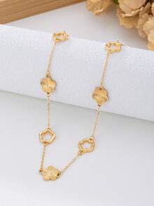 1 件优雅金色幸运四叶草吊坠项链，适合毛衣链和日常佩戴