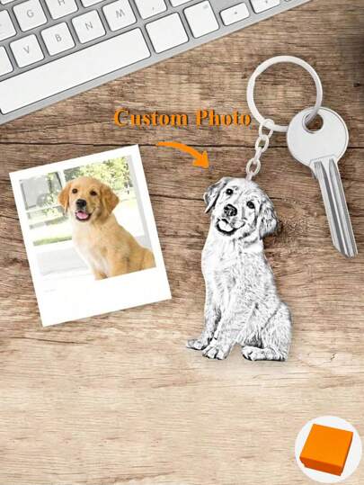 DHQH Personalized Pet Photo Necklace Carving Pet Pendant Gift Handmade Custom Dog And Cat Keychain Memory Jewelry Image Pendant