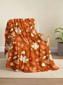 1pc Maple Leaf Pattern Blanket, Harvest Festival Blanket, Soft Warm Plush Throw Blanket, Suitable For Home Decor, Living Room, Sofa, Nap, Lounge Chair And Bedroom,Fall Decor,Autumn Decor,Room Decor - Multicolor - View 3