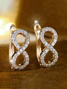 1 Pair Luxury Cubic Zirconia Earrings, Wedding Engagement Anniversary Party Jewelry Gift For Women - 1# - View 16