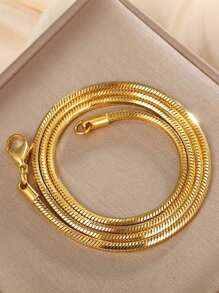 1pc European & American Style Twisted Stainless Steel Necklace, Suitable For Men And Women Daily Wear - Gold - View 2