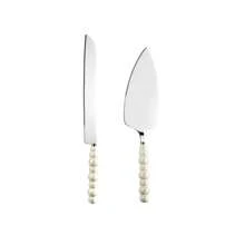 1 套定制婚礼蛋糕刀和服务器套装，创意珍珠手柄蛋糕切刀和升降器 - 珍珠手柄 - 查看 14