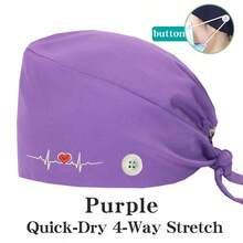 1 buah Topi Kerja Dokter Gigi Bordir, Unisex, Cocok untuk Panti Jompo, Salon Kecantikan, Topi Elastis yang Dapat Dicuci dengan Kancing, Sepanjang Musim - MultiWarna - View 10