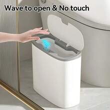 Smart Trash Can With Automatic Sensor Lid - Hands-Free Operation, Touchless Closure, Space-Saving Wall Mount, Odor-Sealing Technology - Ideal For Bathroom, Kitchen, Office - Battery-Powered (Batteries Not Included) - Modern White Design, Small Bathroom Trash Can, Spacesaving Waste Bin, Contemporary Aesthetics, Sleek Plastic Bin, Smooth Powder Coat